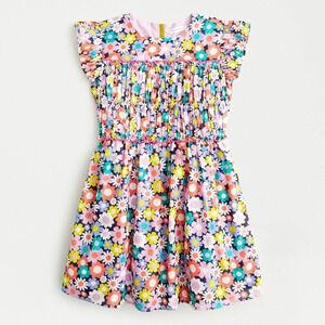 Crewcuts toddler girl floral dress metallic shiny glitter ruffles smocked lilac